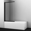 Шторка на ванну WasserKRAFT 100см слайдер Dill 61S02-100 профиль чёрный матовый, стекло прозрачное