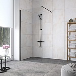 Душевая перегородка Vegas-Glass Walk-In 1200*2000, EAF LUX 116 02М 01 профиль черный матовый, стекло прозрачное