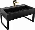 Раковина на консоли REA GOYA 60 Black mat иск. камень чёрная матовая
