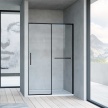 Душевая дверь Vincea Slim Soft 1100x2000мм VDS-1SS110CLB, черный, стекло прозрачное, полотенцедержатель