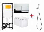 Комплект 4 в 1: Инсталляция Oli + Унитаз Vincea VT1-32 + Панель смыва Oli хром + Гигиенический душ ARROW