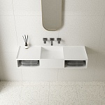 Раковина тумба Vincea 1200*400 из искусственного камня Solid Surface с двумя ящиками, подвесная, цвет белый матовый