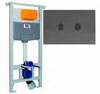 Комплект 879235pBL00: Инсталляция OLI 120 ECO Sanitarblock pneumatic с клавишей OLI Blink Gun Metal (оружейная сталь)