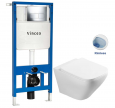 Комплект инсталляции Vincea VIS-601 + подвесной унитаз VT1-22 с сидением soft-close + клавиша VFP-002CH, цвет хром