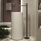 Смеситель для раковины напольный Vincea Rim VFBF-2R1GM, однорычажный, вороненая сталь