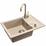 Мойка для кухни гранитная 620*440 мм REA NILS BEIGE 5W1