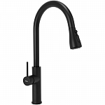 Смеситель для кухни с выдвижным душем REA NEST Black mat