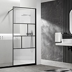 Душевая перегородка Vincea 1000×2000 Walk-In HC Art.VSW-1HC100CFB, чёрный матовый, стекло прозрачное/рифленое