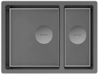 Мойка кухонная 580*440 Paulmark NEXT 58/2S UNI, PM225844-GM Gun Metal (вороненая сталь)