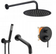 Душевая система скрытого монтажа с изливом REA LUNGO REA-P4112 Black matte (чёрный матовый)