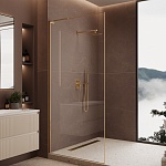 Душевая перегородка 1000×2000 Vincea Walk-In VSWL-7HS100CLG, брашированное золото, стекло прозрачное