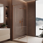 Душевая перегородка 900×2000 Vincea Walk-In VSWL-7HS900CLBC, брашированная медь, стекло прозрачное