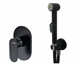 Смеситель скрытого монтажа с гигиеническим душем WasserKRAFT Elbe A117451 чёрный